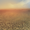 Drought has stricken Africa, and the sun has dried up the earth, leaving cracking scars in the parched ground.